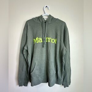 Marmot Olive Hoodie with Neon Logo